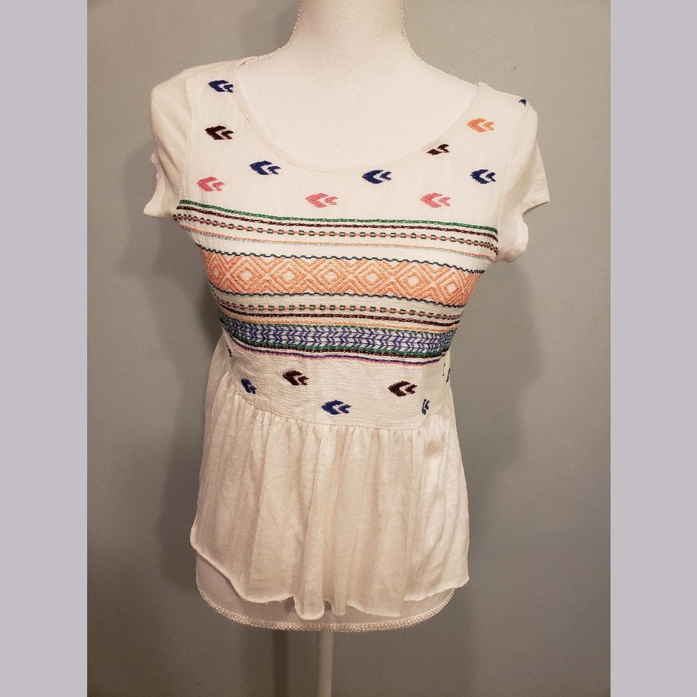 American Eagle Aztec Peplum Shirt